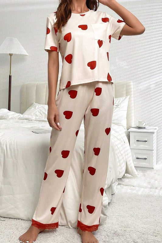 Women's 2 Peice Heart Loungewear